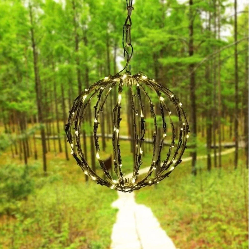 16 Inch LED Light Balls Hanging Tree Globe Light Festive Wedding White Fold Flat